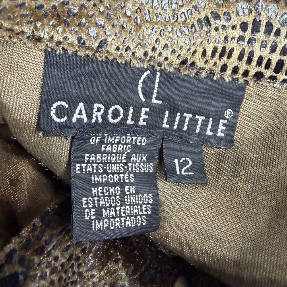 Carole Little Women Metallic Snakeskin Print Button Front Trucker Jacket Gold 12 - Picture 6 of 7